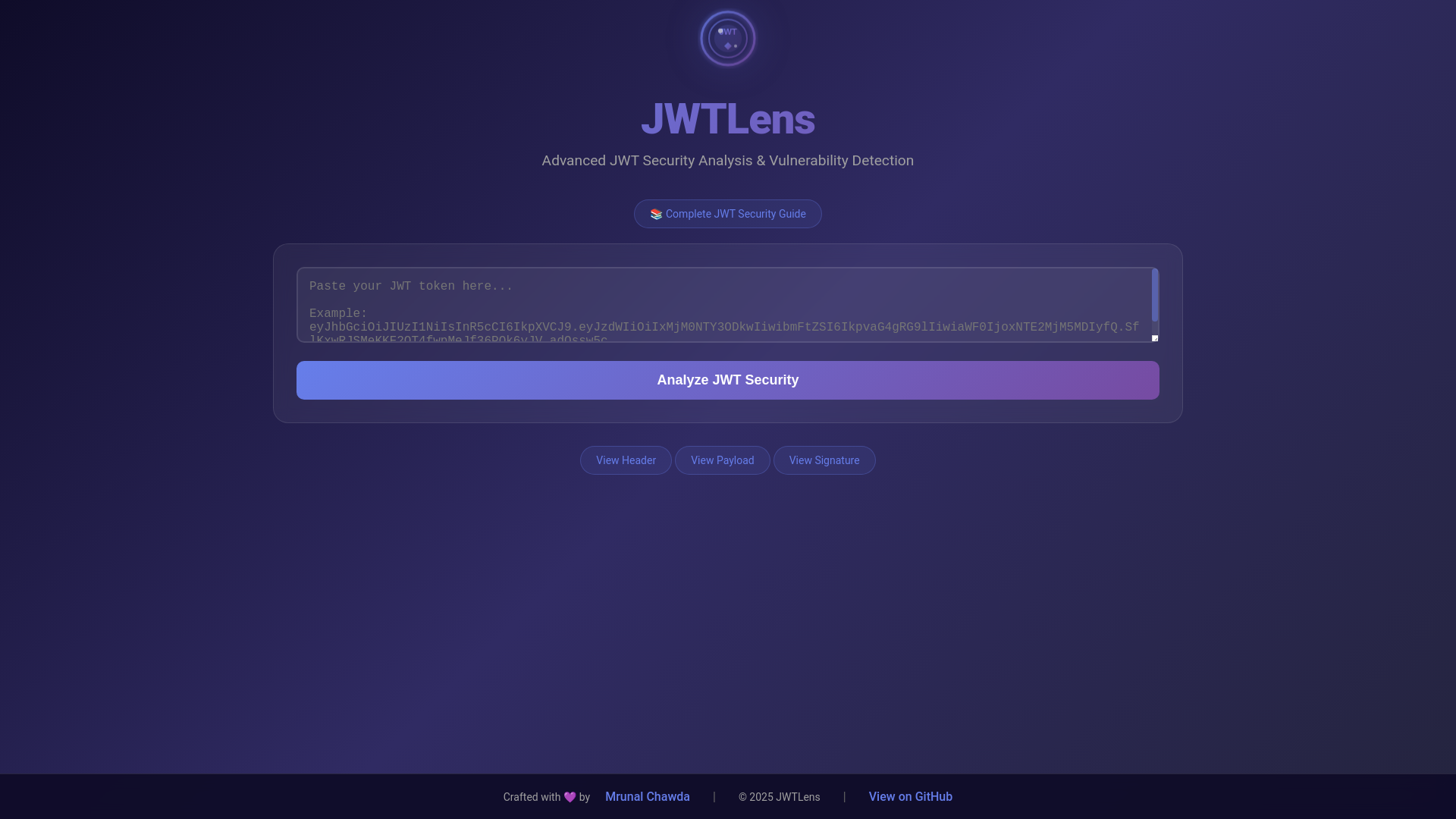 website screenshot of https://jwtlens.netlify.app/