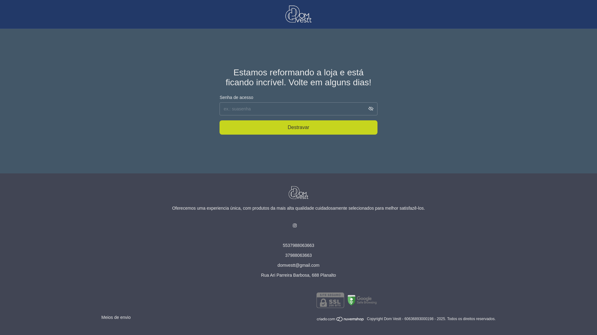 website screenshot of https://domvestt.com.br/