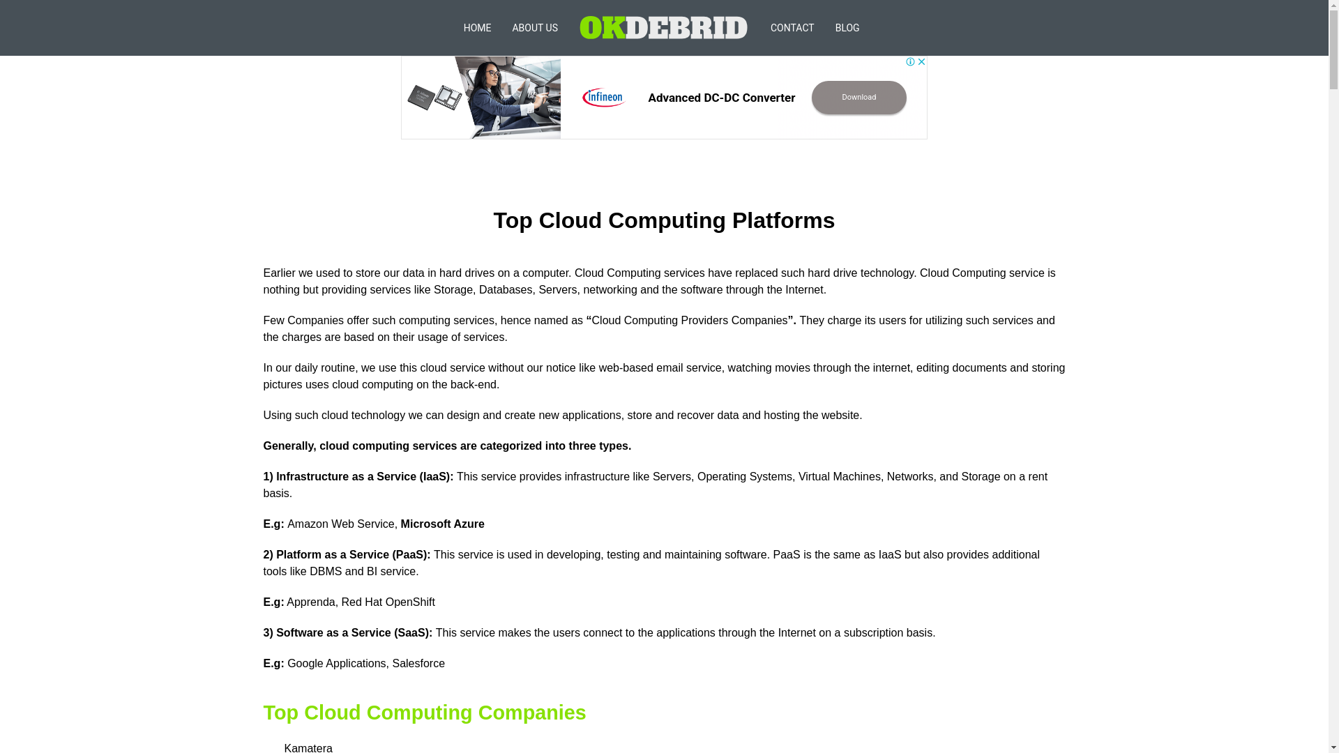 website screenshot of https://okdebrid.com/article/top-cloud-computing-platforms