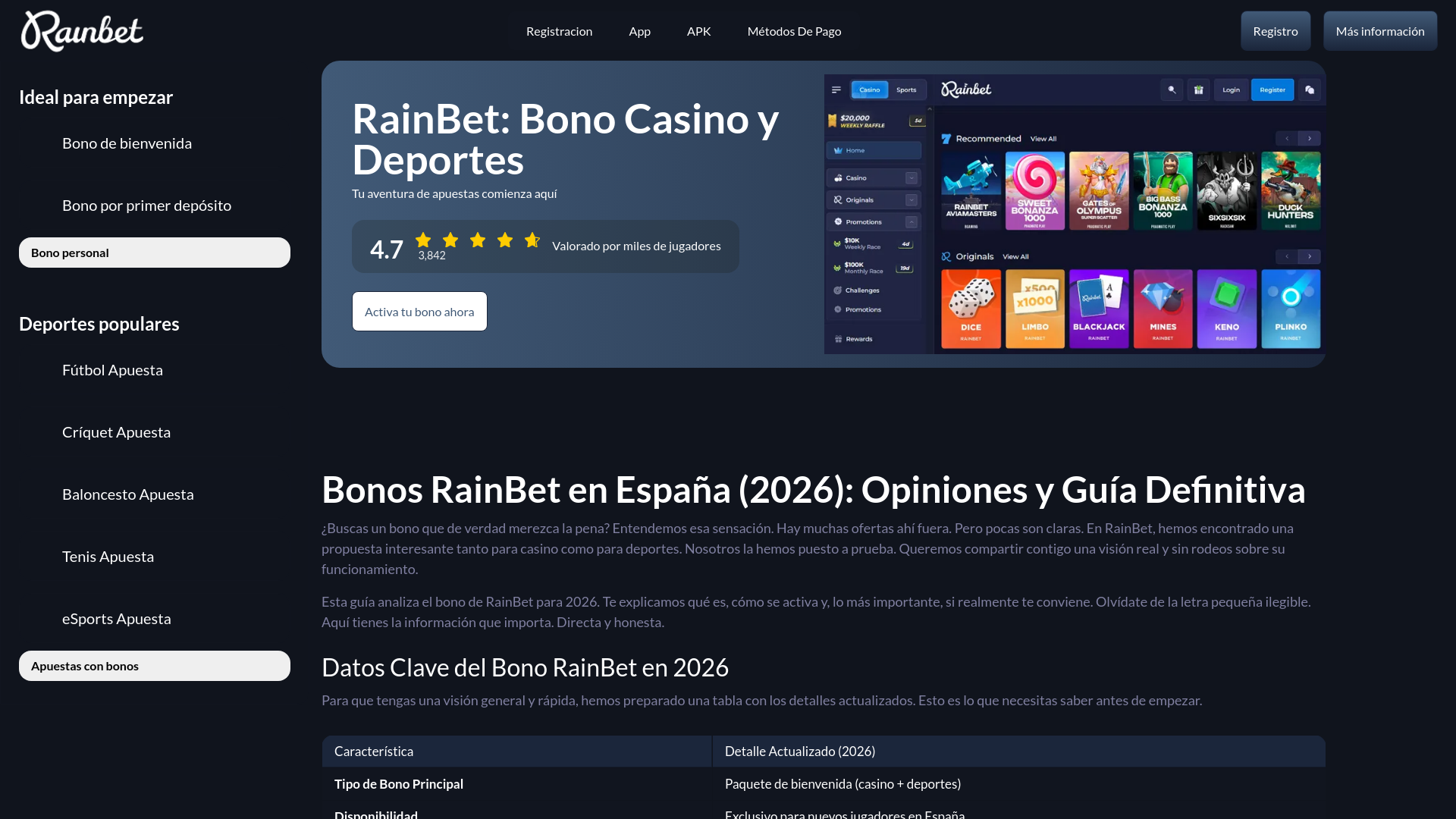 website screenshot of https://rainbet-bonos-espana-com.pages.dev/