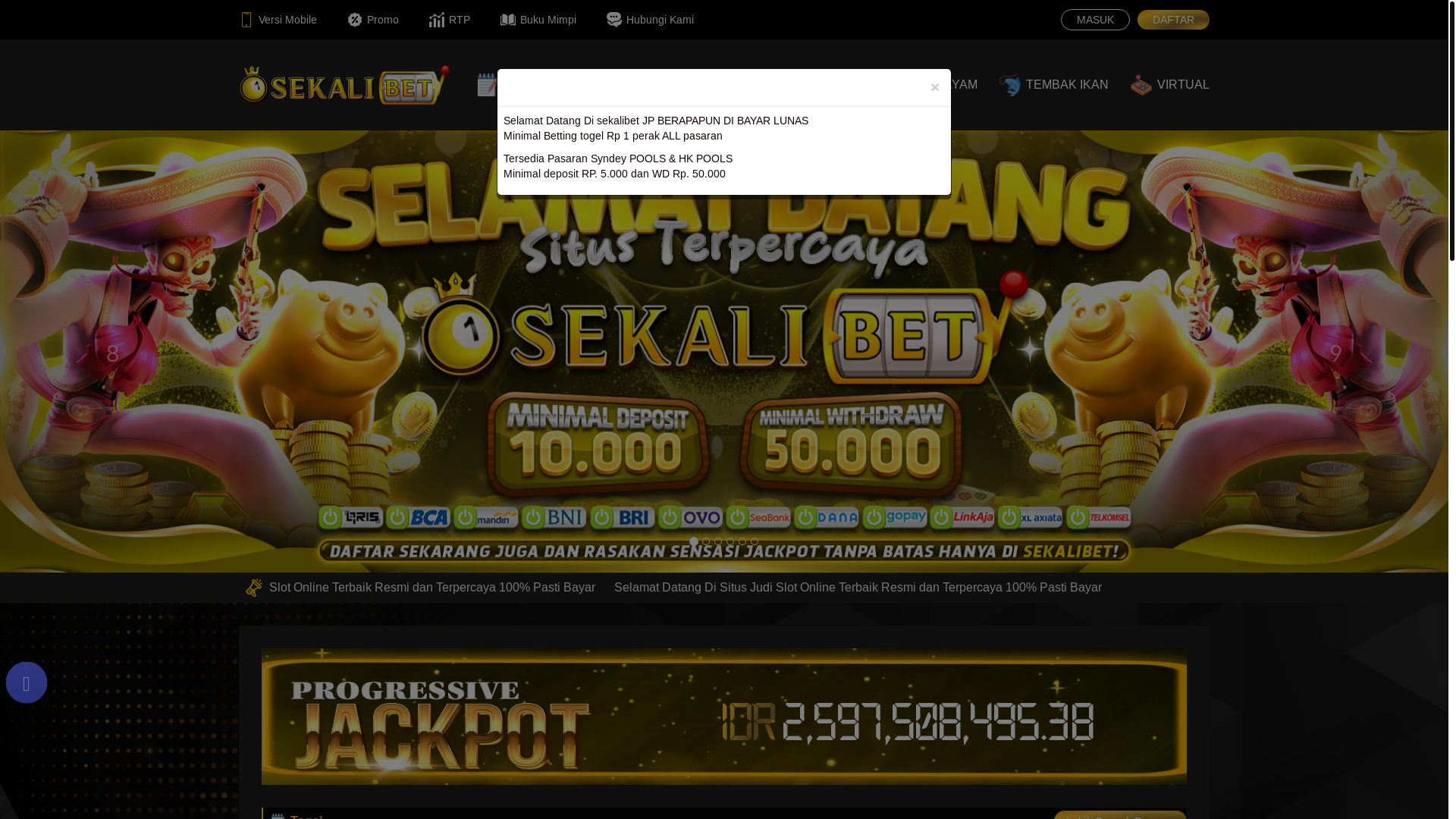 website screenshot of https://sekali.bet/