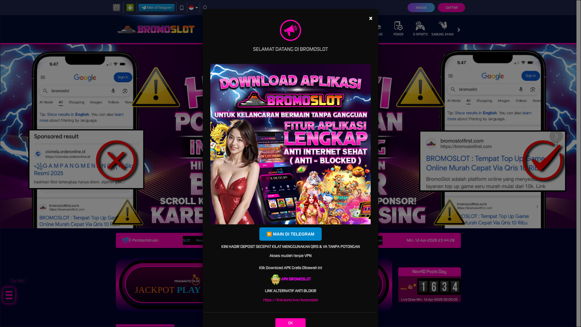 website screenshot of https://bromoslotgas.store/