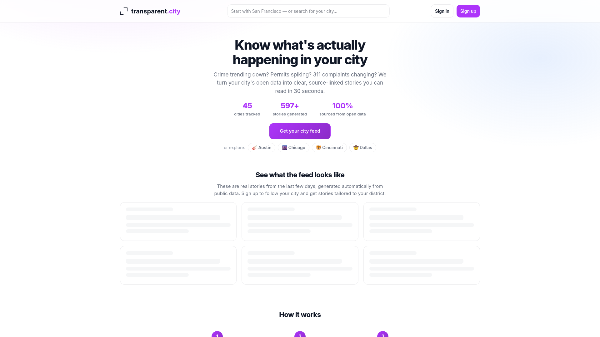 website screenshot of https://transparentcity.store