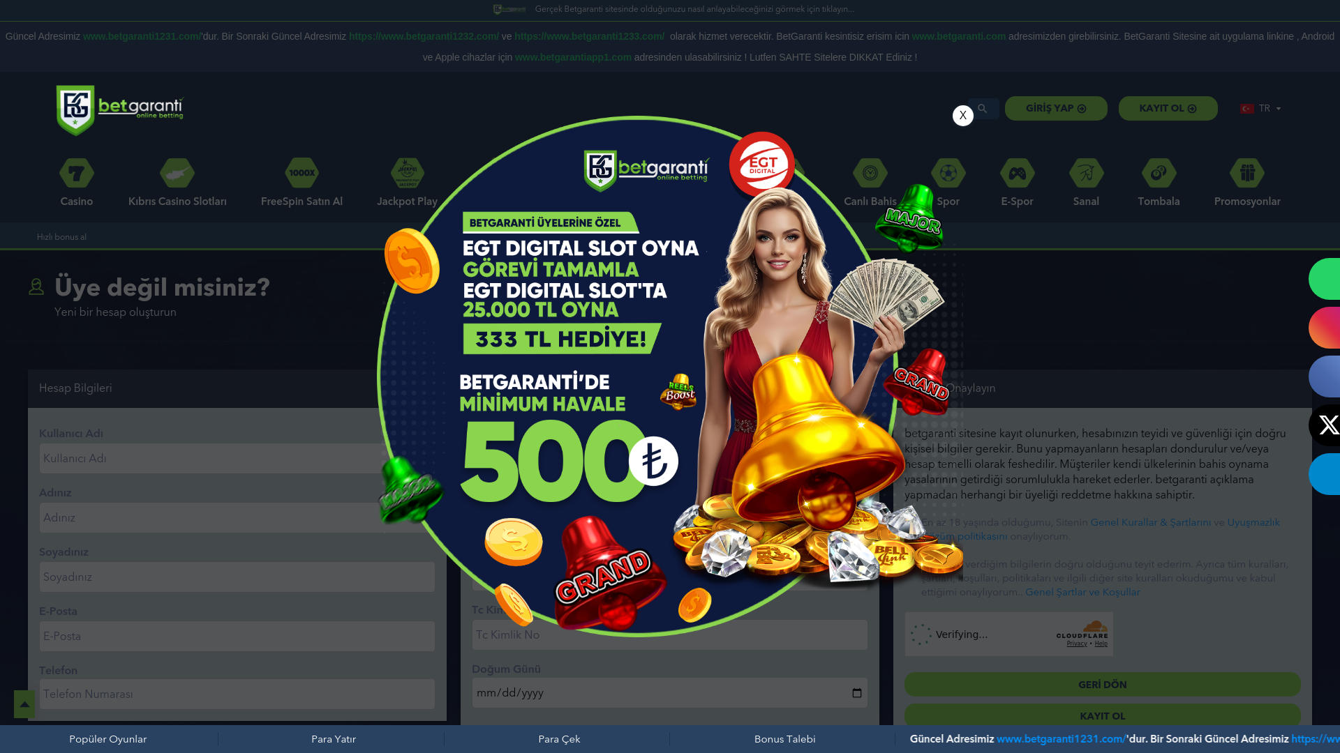 website screenshot of https://betgaranti.gr.com