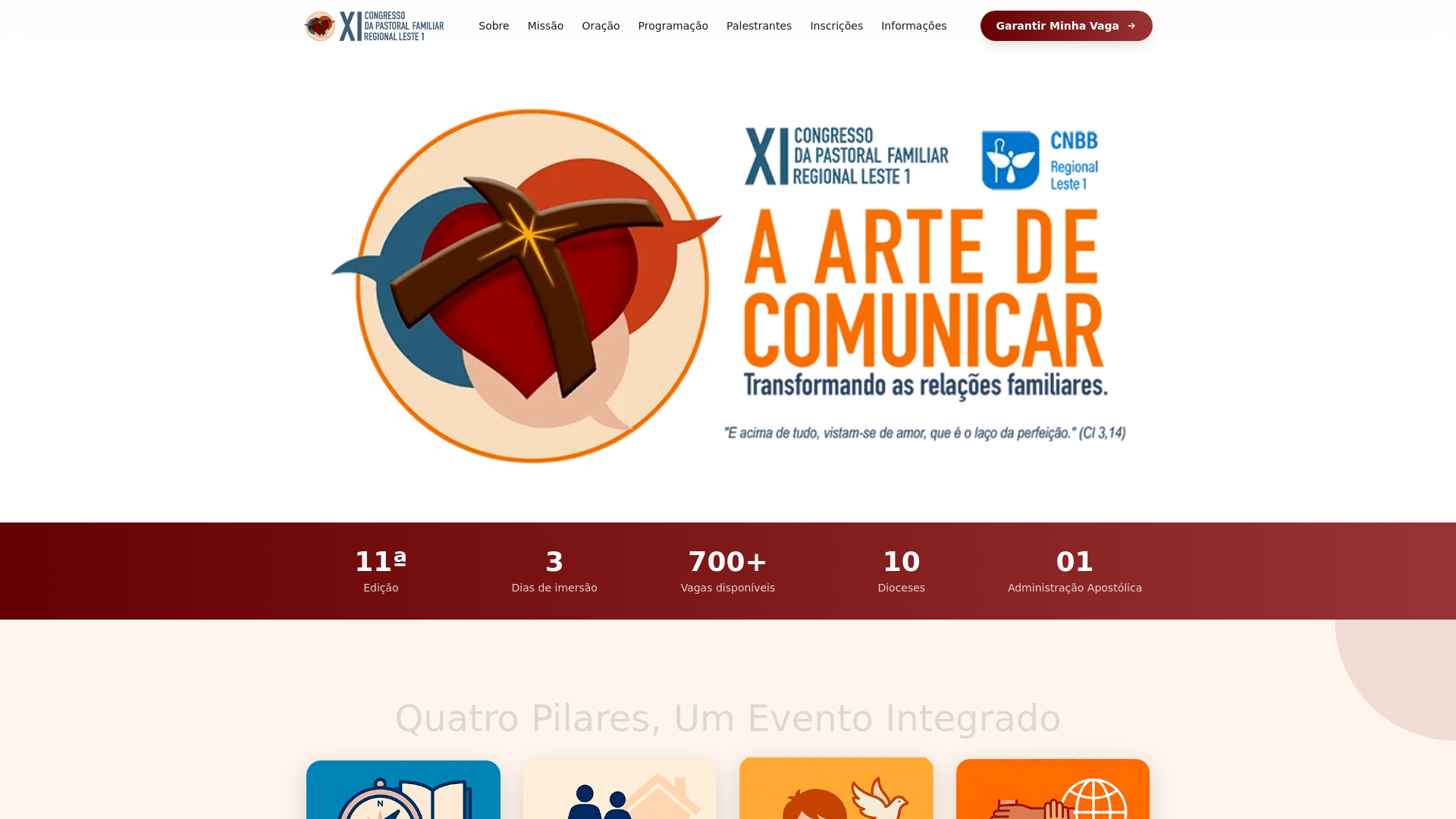 website screenshot of https://congressopasfamleste1.com.br