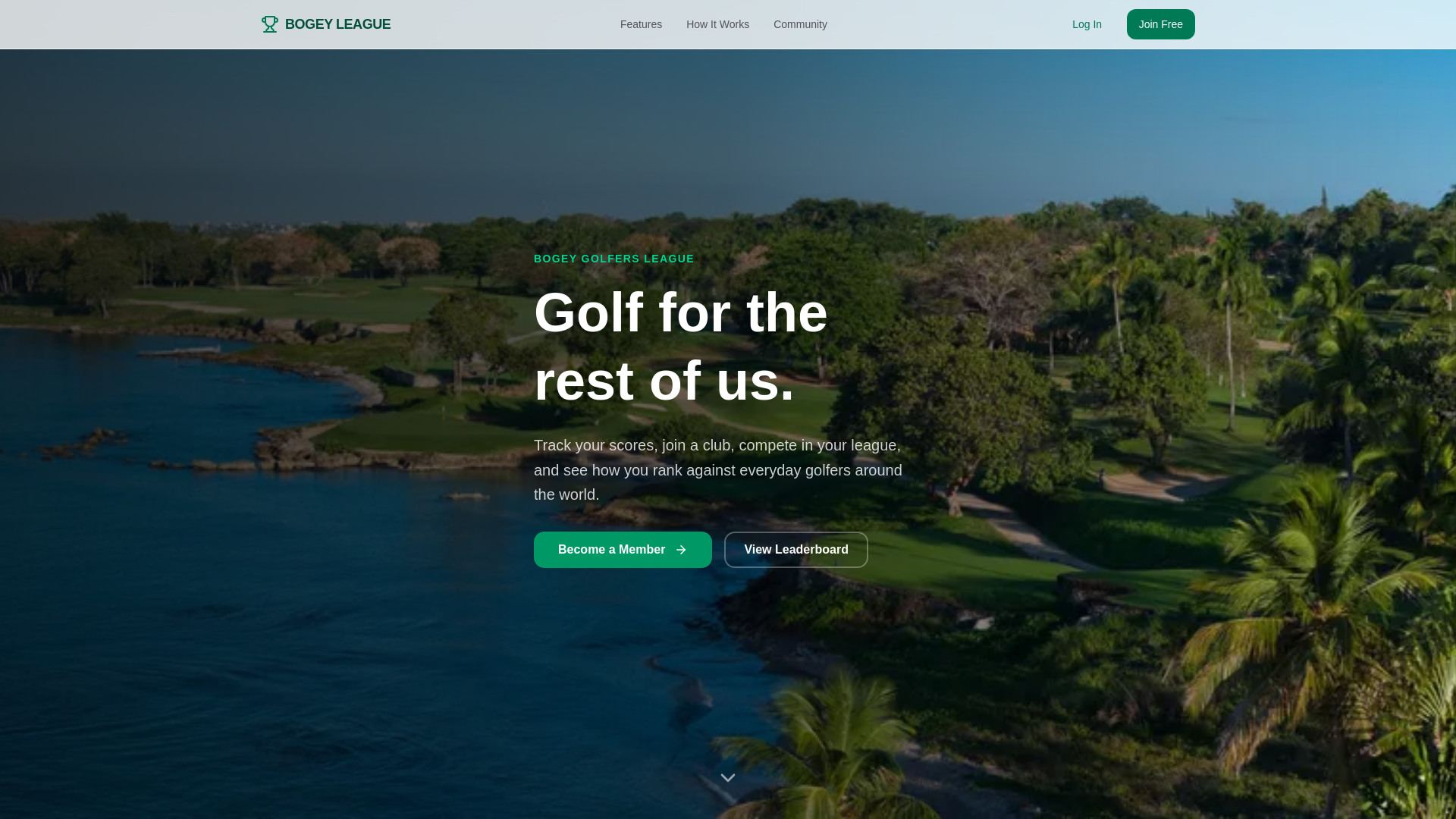 website screenshot of https://bogeygolfersleague.com/