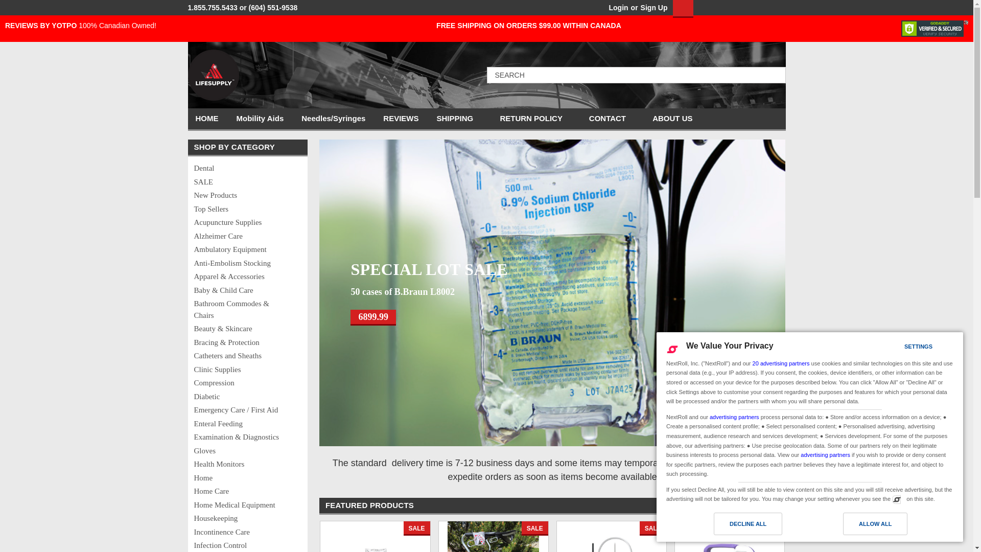 website screenshot of https://lifesupply.ca/