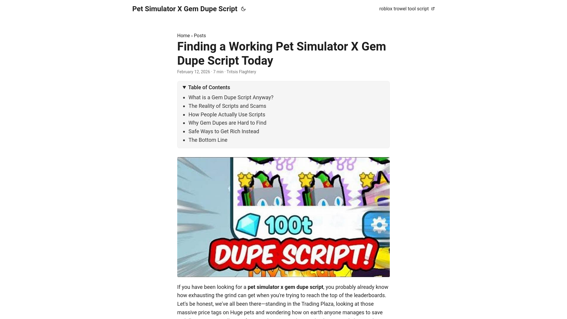 website screenshot of https://pet-simulator-x-gem-dupe-script.pages.dev/