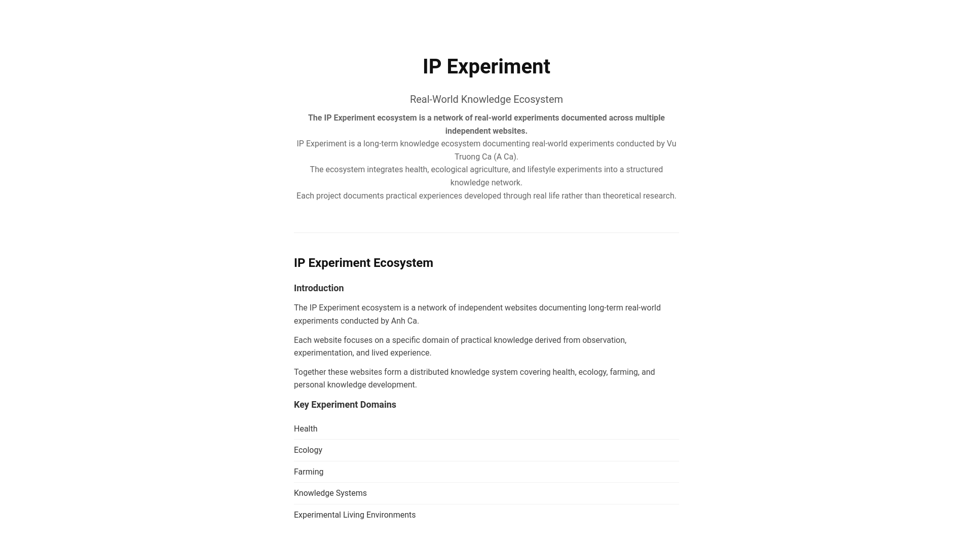 website screenshot of https://ipexperiment.com