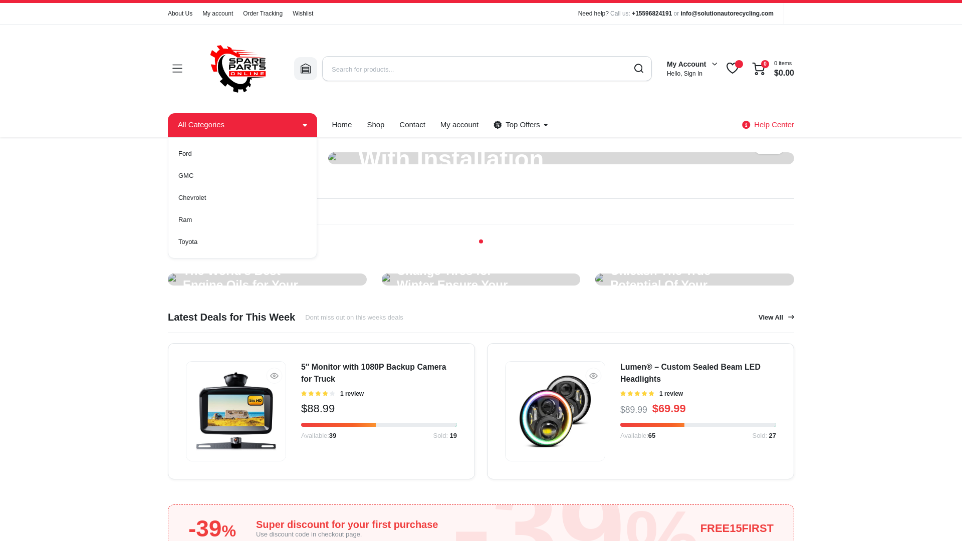 website screenshot of https://solutionautorecycling.com