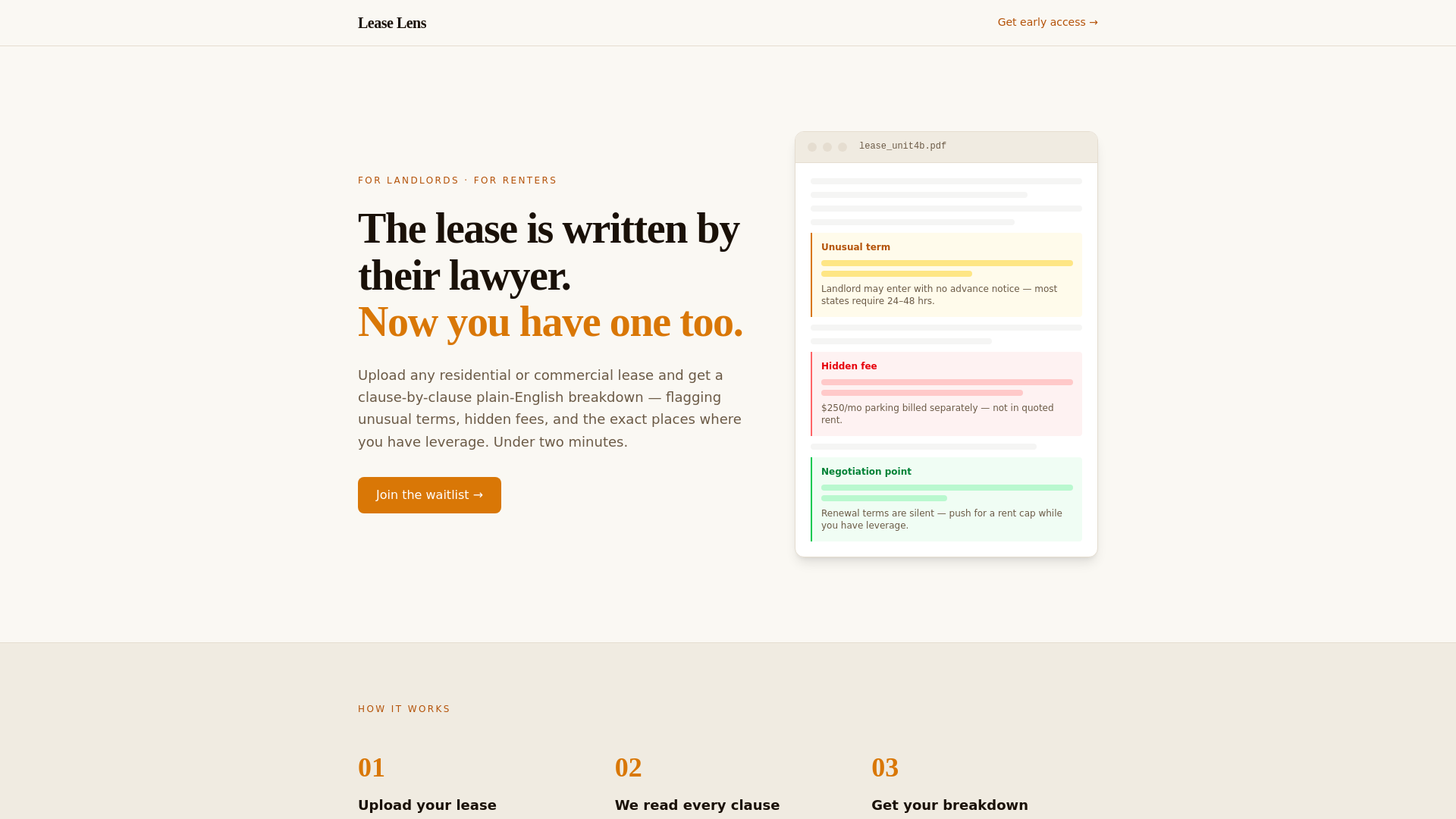 website screenshot of https://lease-lens-2.pages.dev/