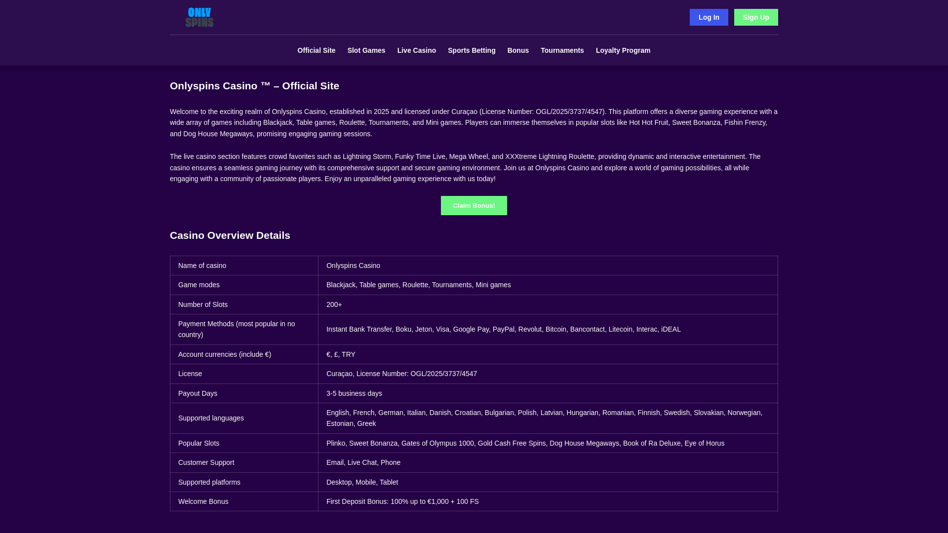 website screenshot of https://onlyspins-bet.pages.dev/