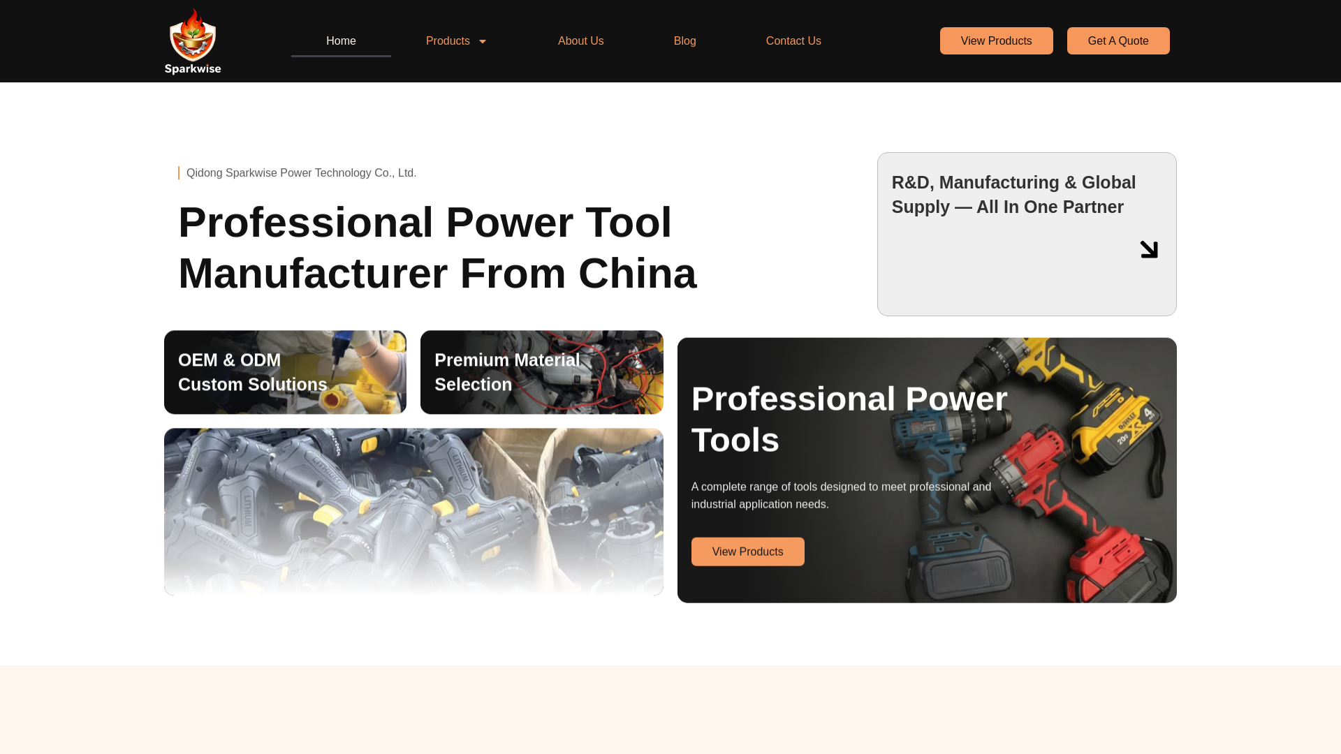 website screenshot of https://sparkwise-power.com/