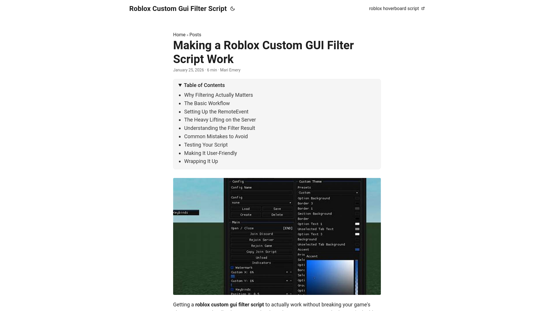 website screenshot of https://roblox-custom-gui-filter-script.pages.dev/