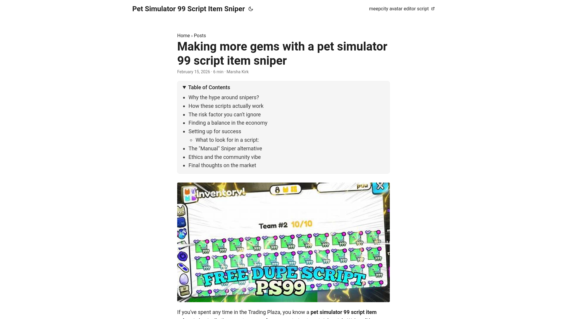 website screenshot of https://pet-simulator-99-script-item-sniper.pages.dev/