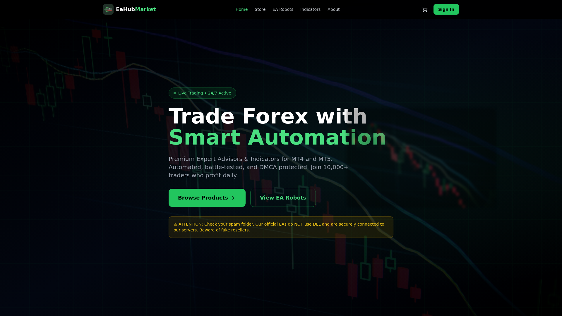 website screenshot of https://eahubmarket.com/