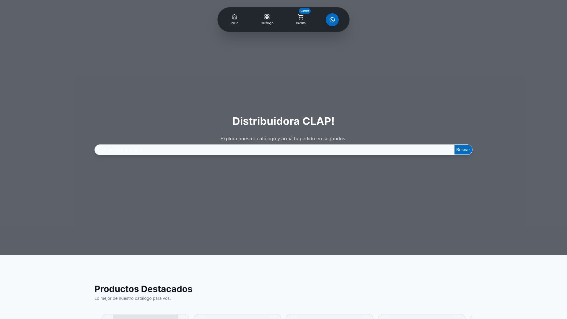 website screenshot of https://distribuidoraclap.com.ar/