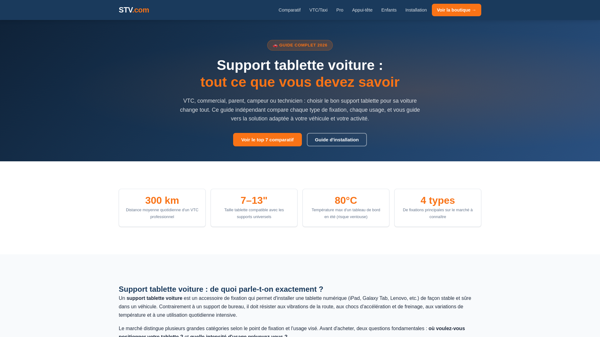 website screenshot of https://support-tablette-voiture.com/