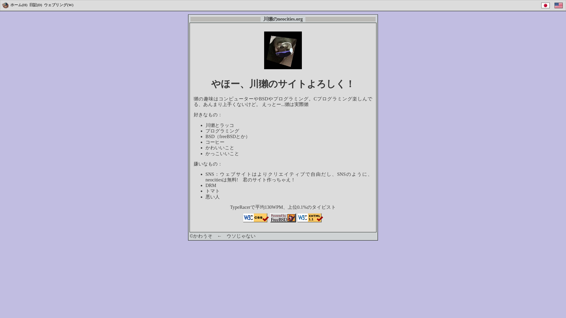 website screenshot of https://kawauso-no.neocities.org/