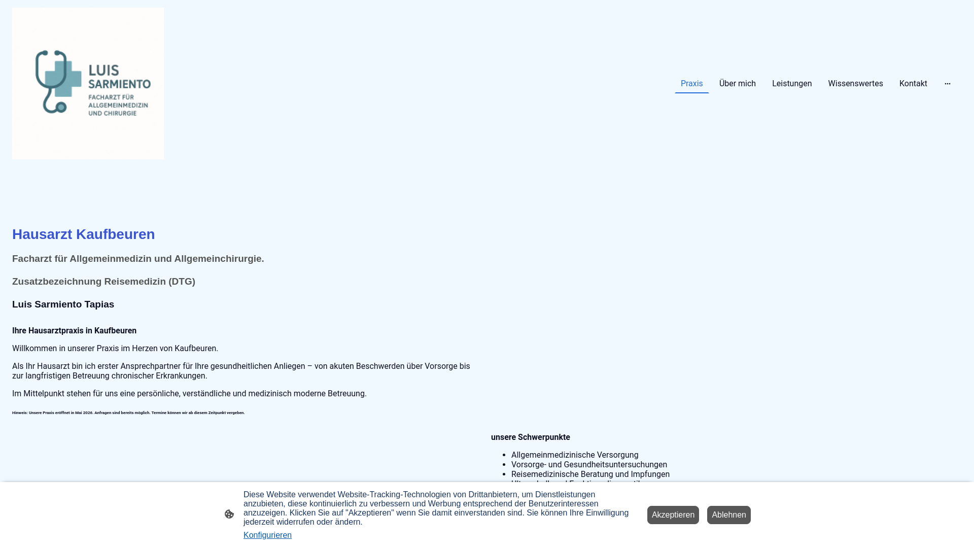 website screenshot of https://praxis-sarmiento-kf.de