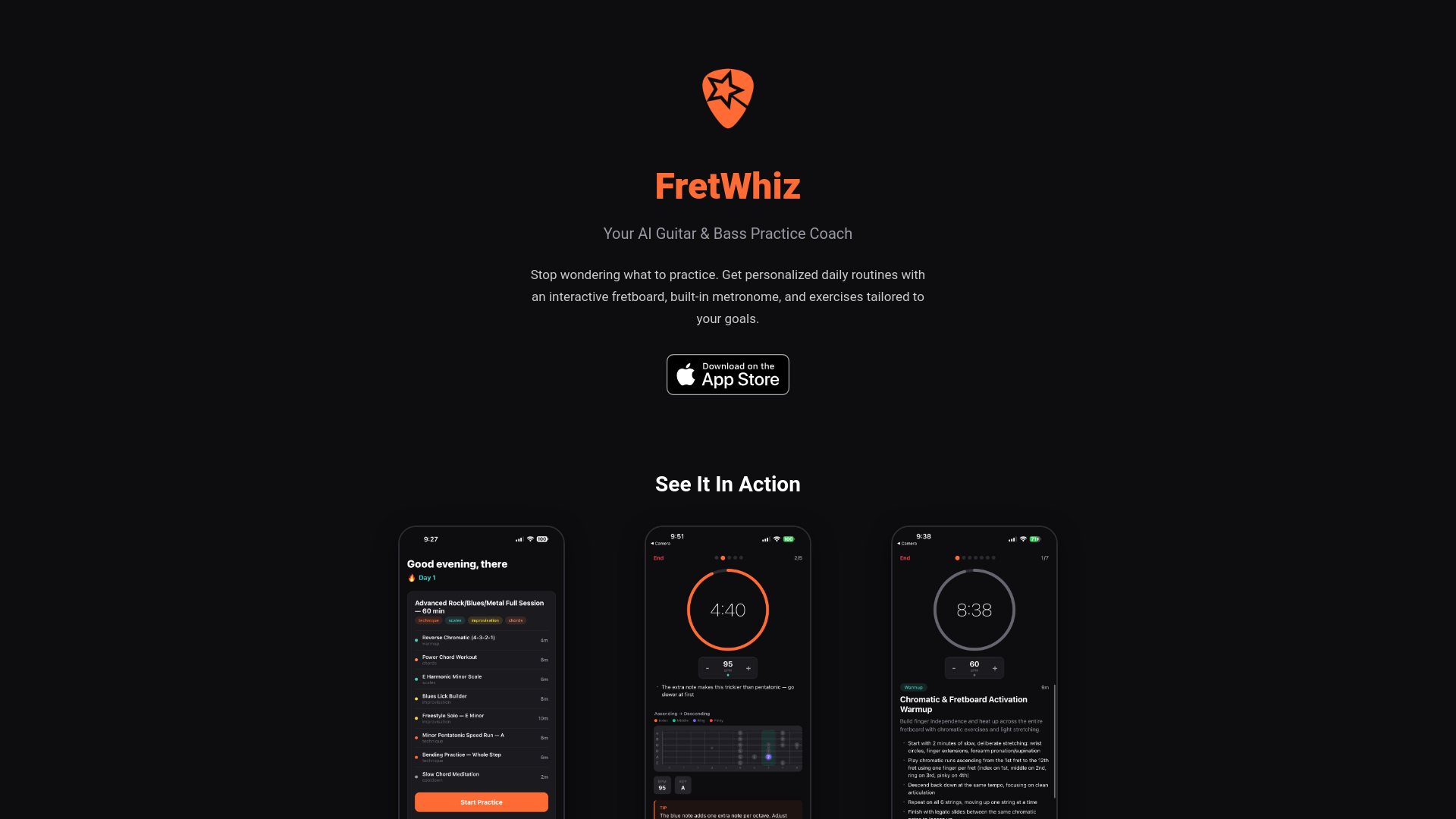 website screenshot of https://fretwhiz.com