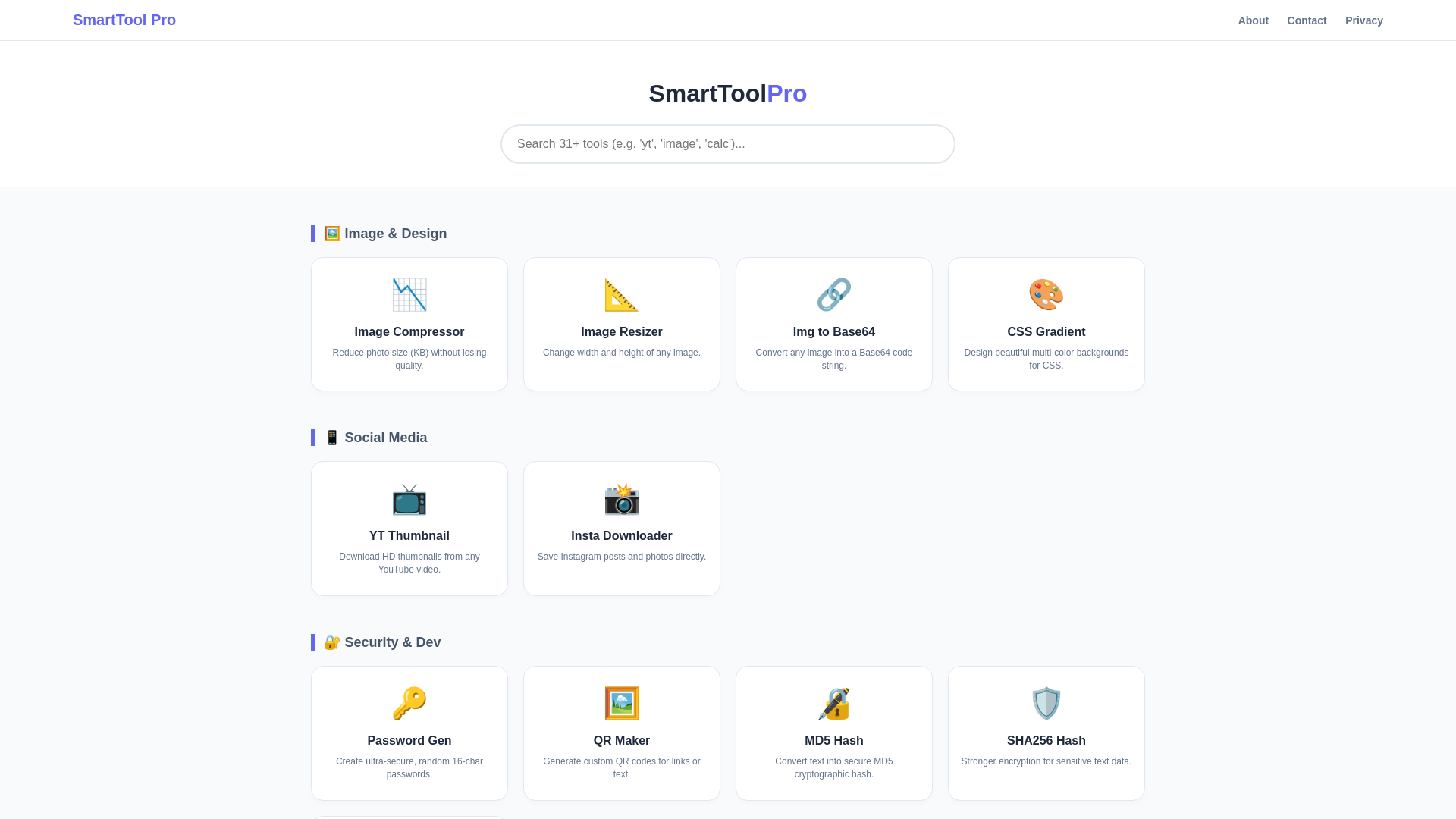 website screenshot of https://smarttoolpro.pages.dev/