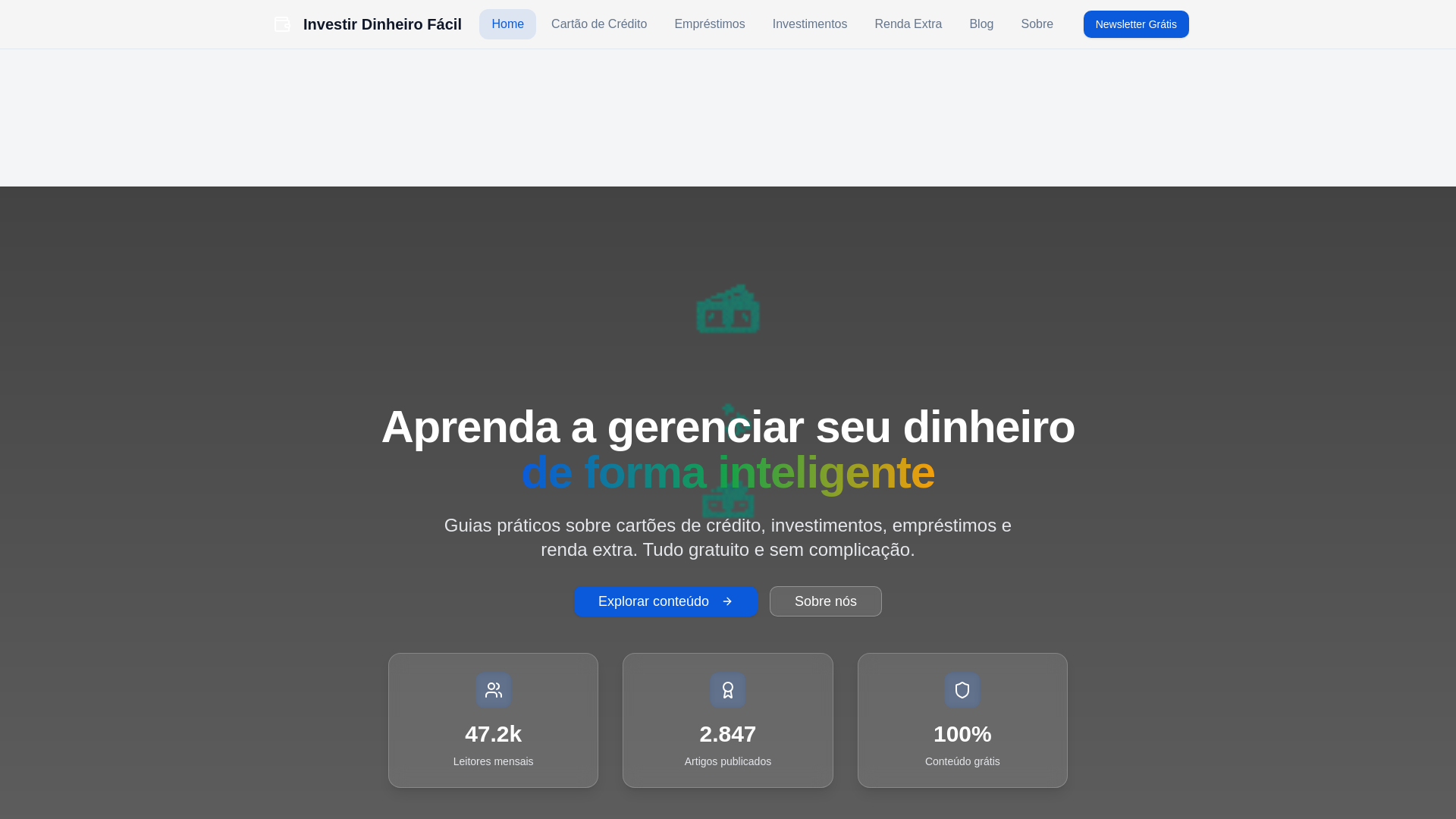 website screenshot of https://investirdinheirofacil.com.br/