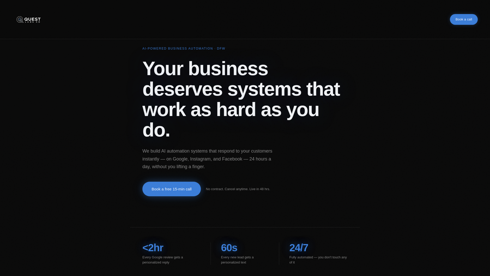 website screenshot of https://questlabsco.com/