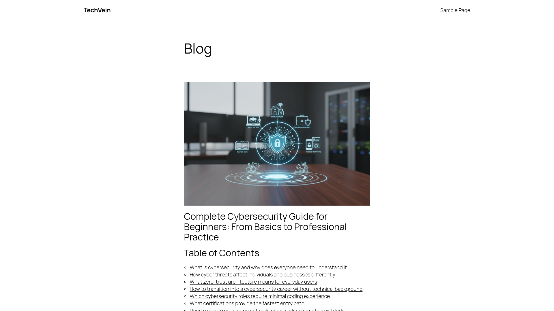website screenshot of https://techvein.net/