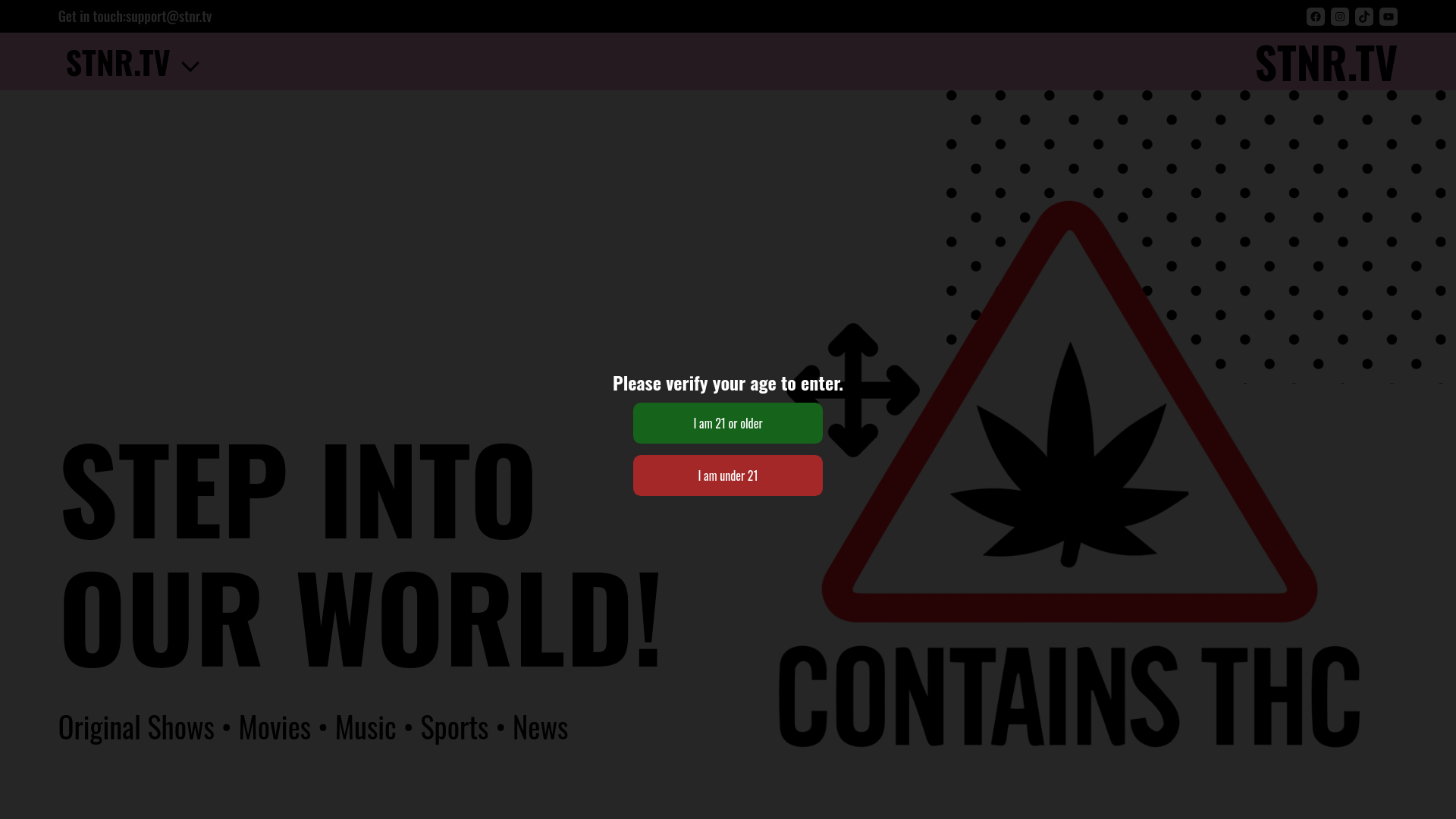 website screenshot of https://stnr.tv/