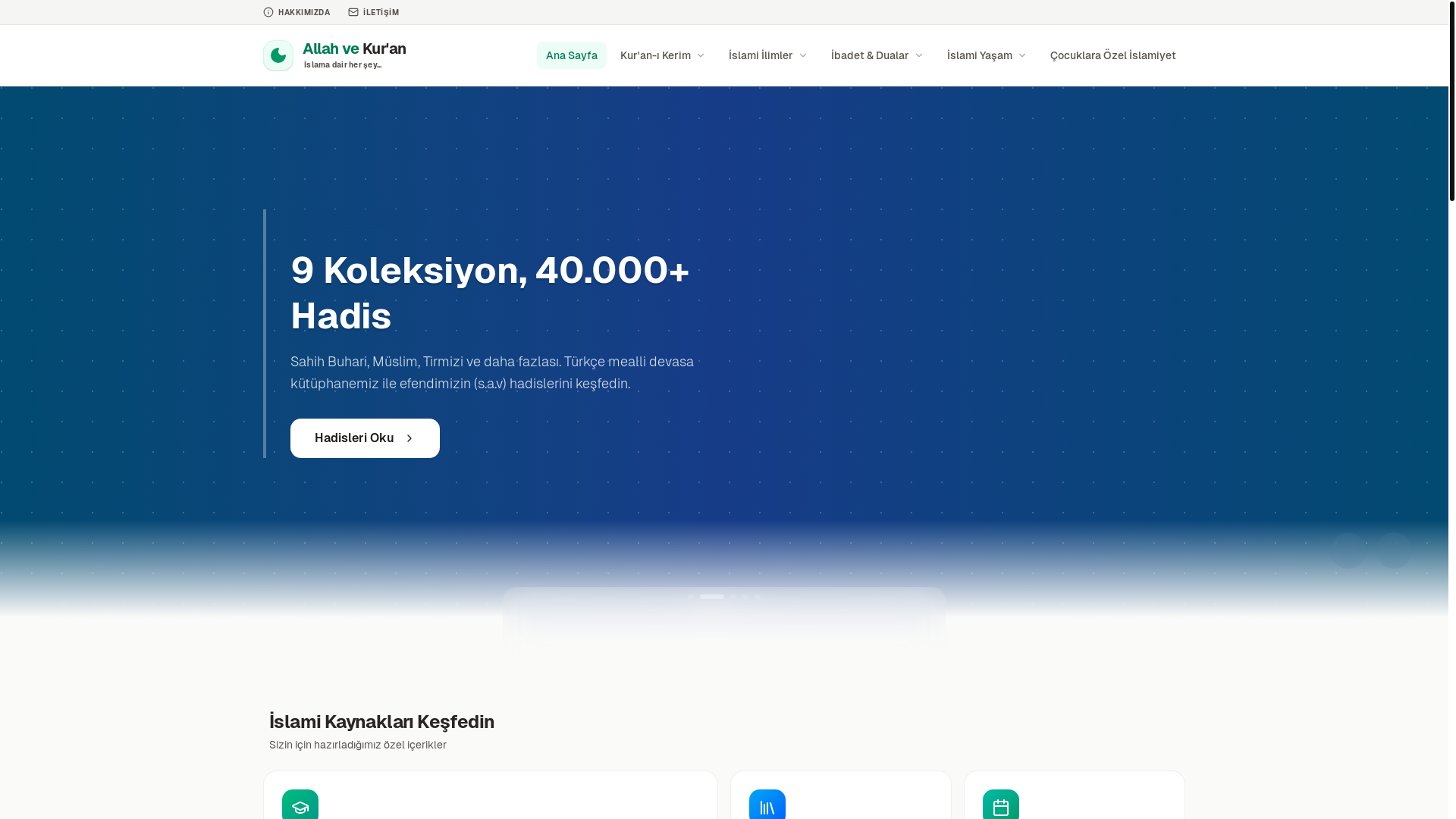 website screenshot of https://allahvekuran.com/