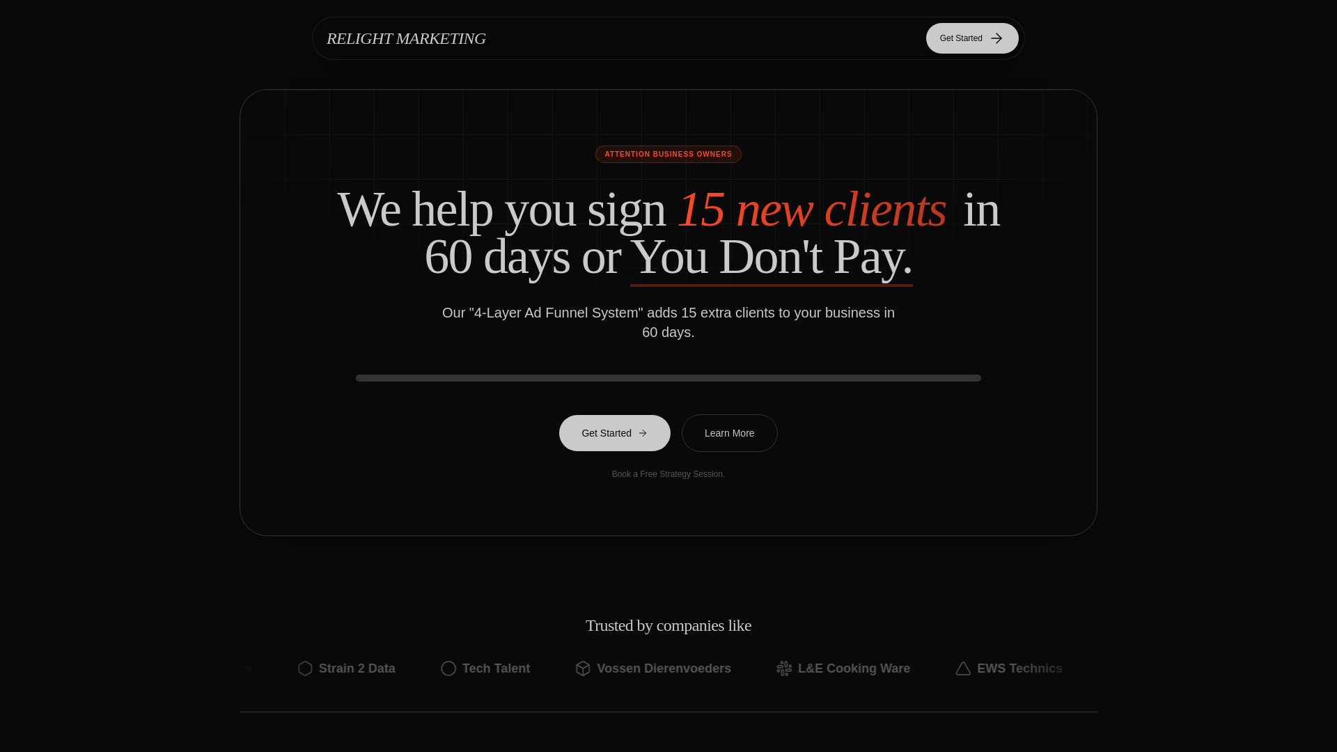 website screenshot of https://growrelightmarketing.com/