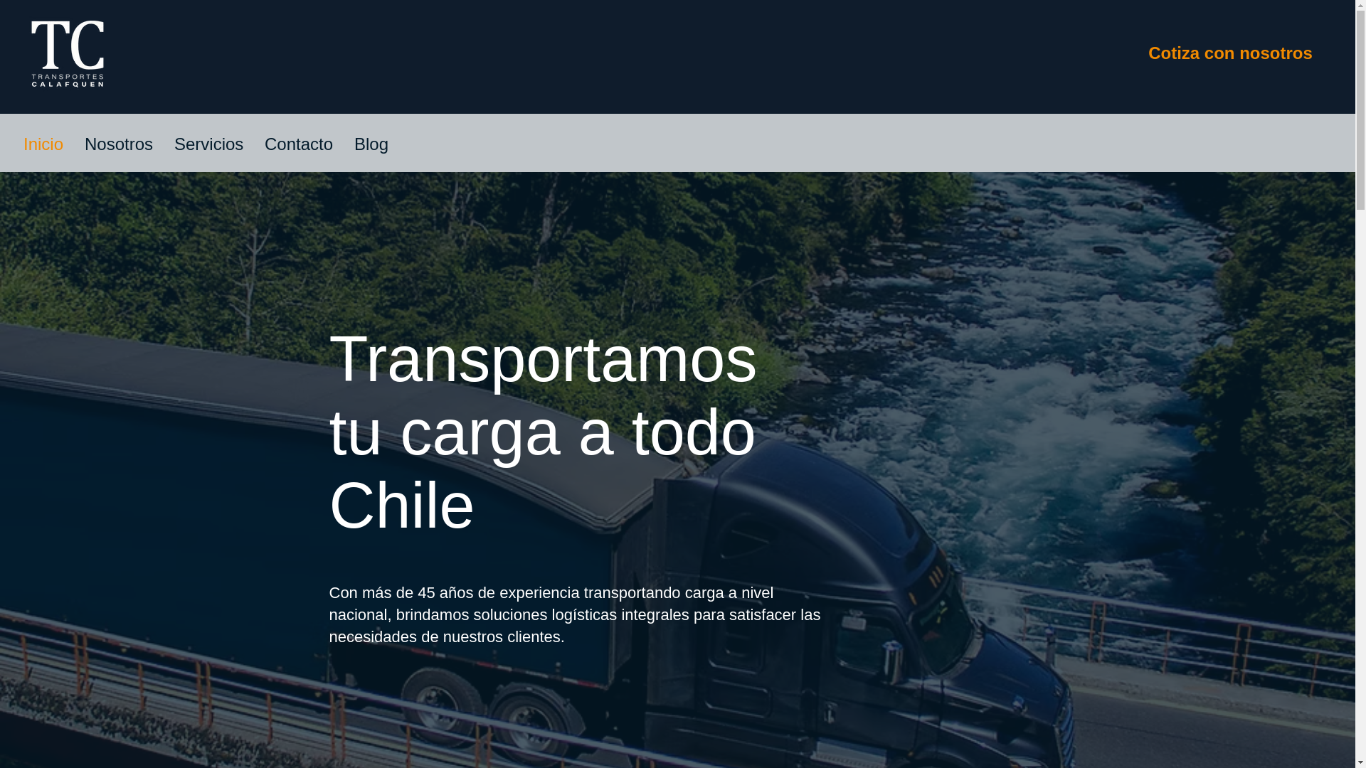 website screenshot of https://transportescalafquen.cl/