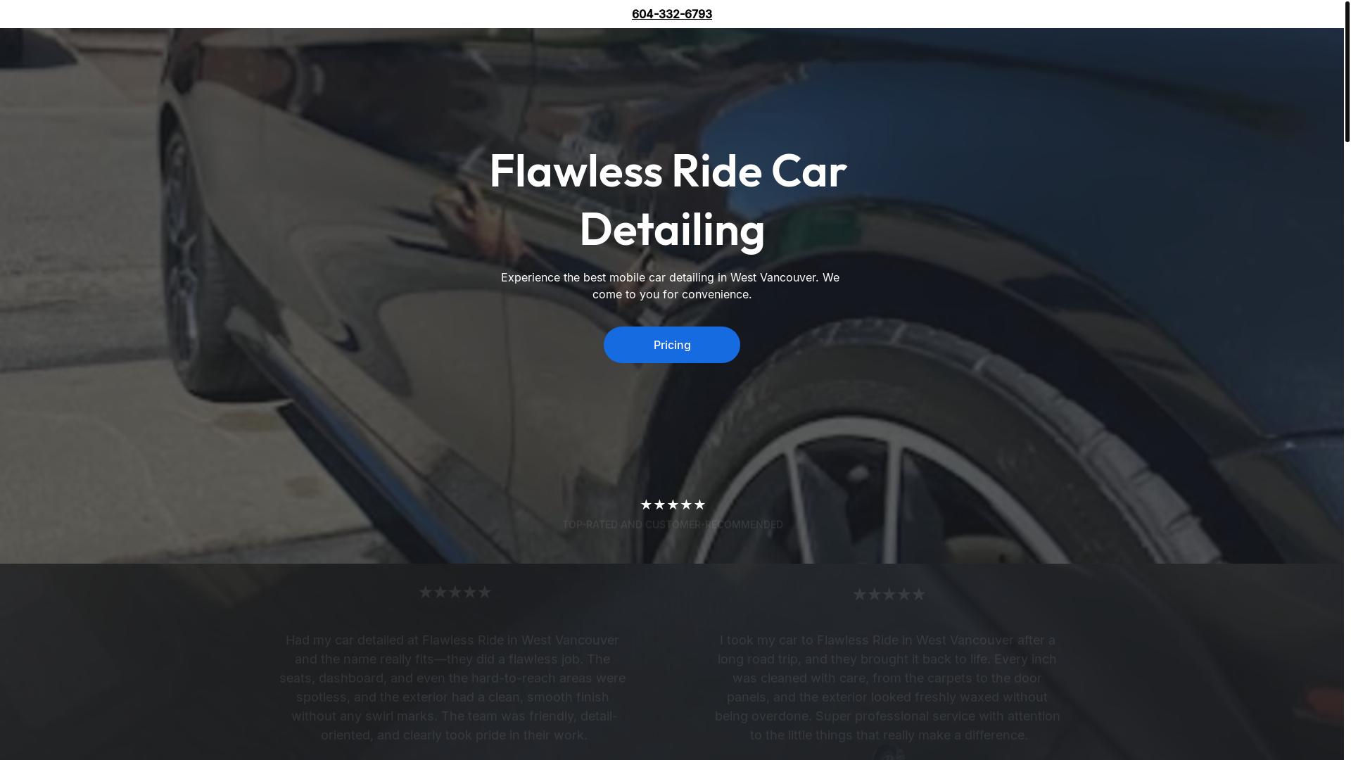 website screenshot of https://flawlessridecardetailing.shop/