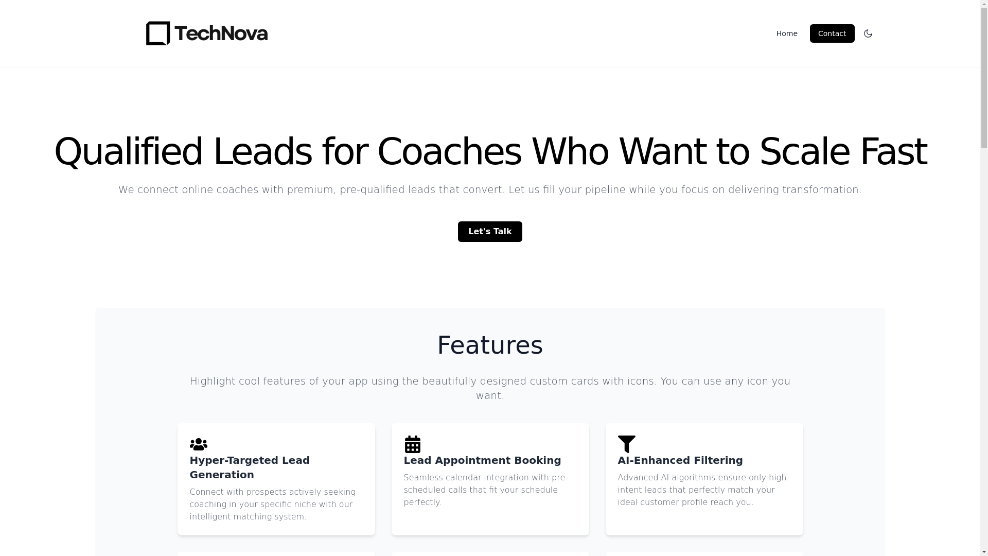 website screenshot of https://technova.coach/