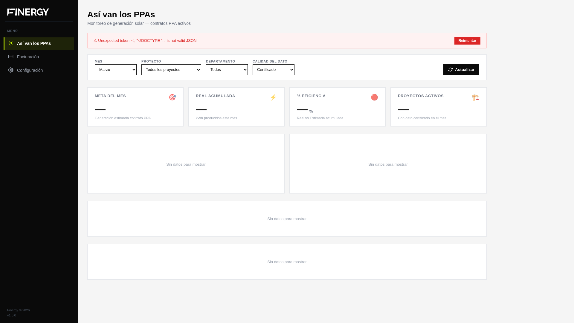 website screenshot of https://finergy-dashboard.pages.dev/