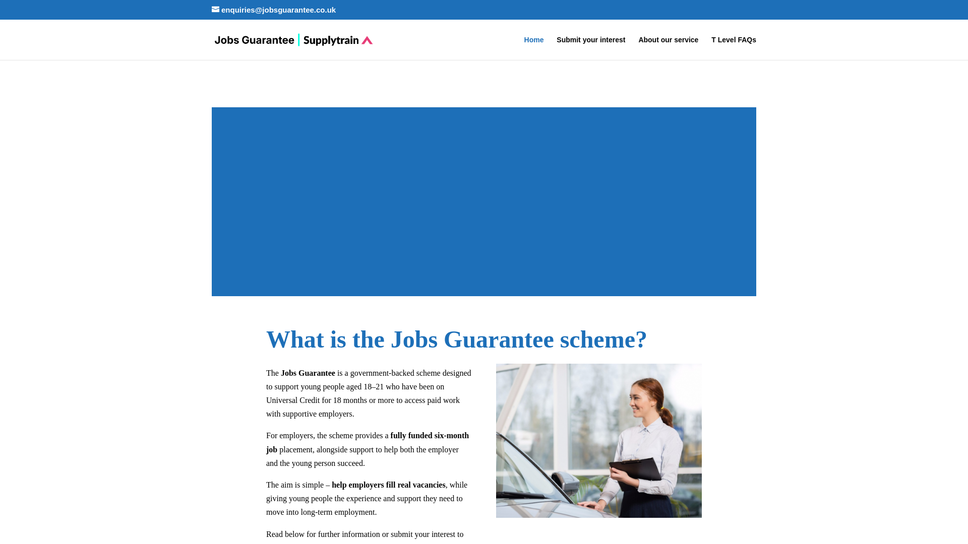 website screenshot of https://jobsguarantee.co.uk