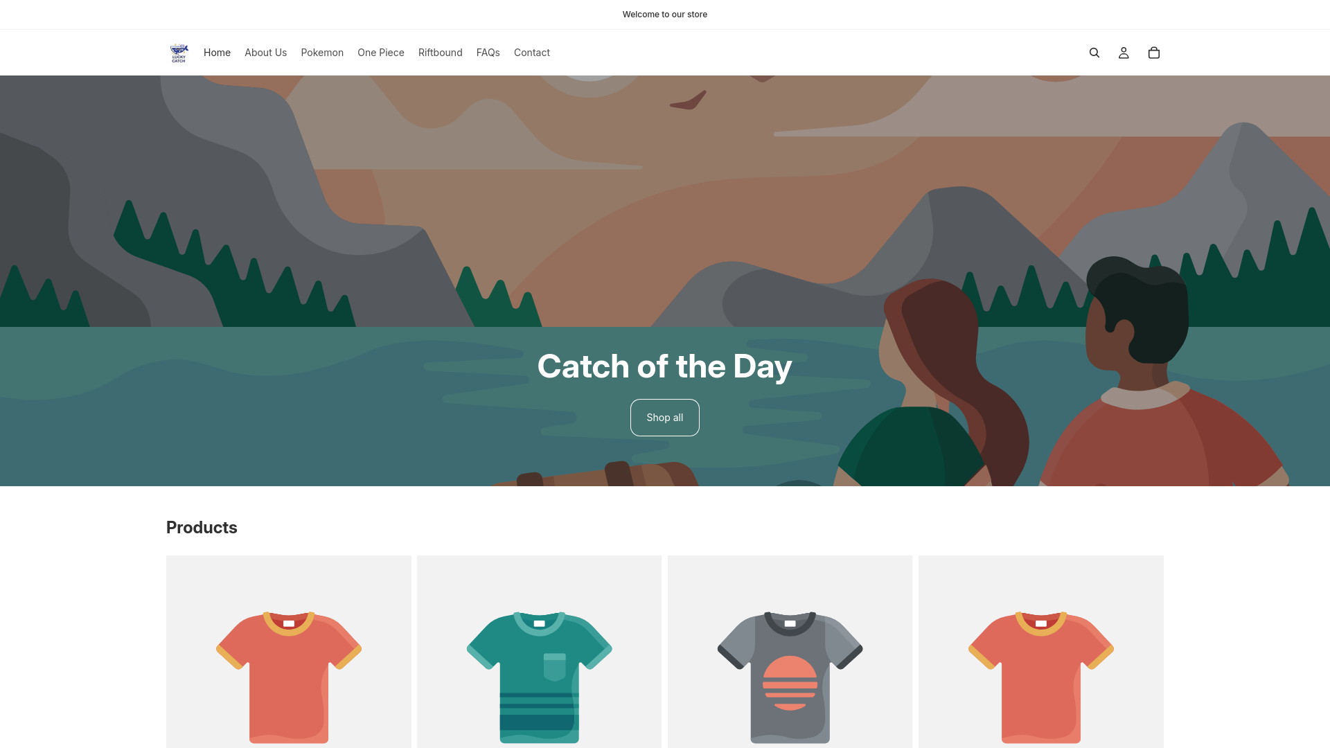 website screenshot of https://luckycatchtcg.com