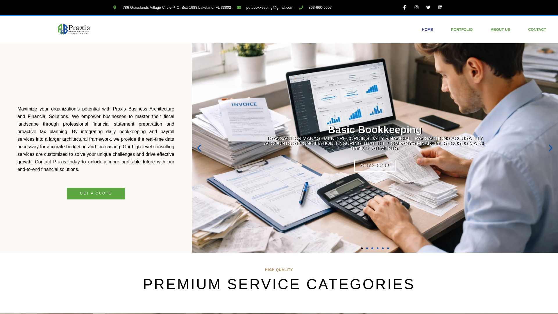 website screenshot of https://praxisbfs.com/