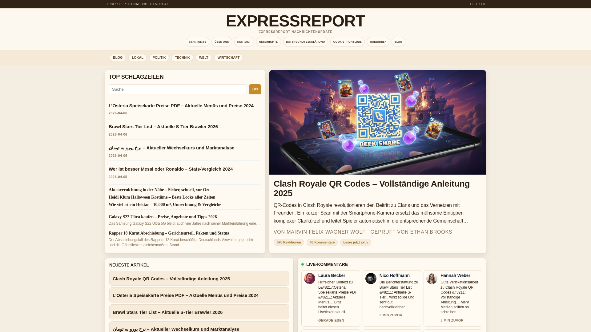 website screenshot of https://expressreport.de