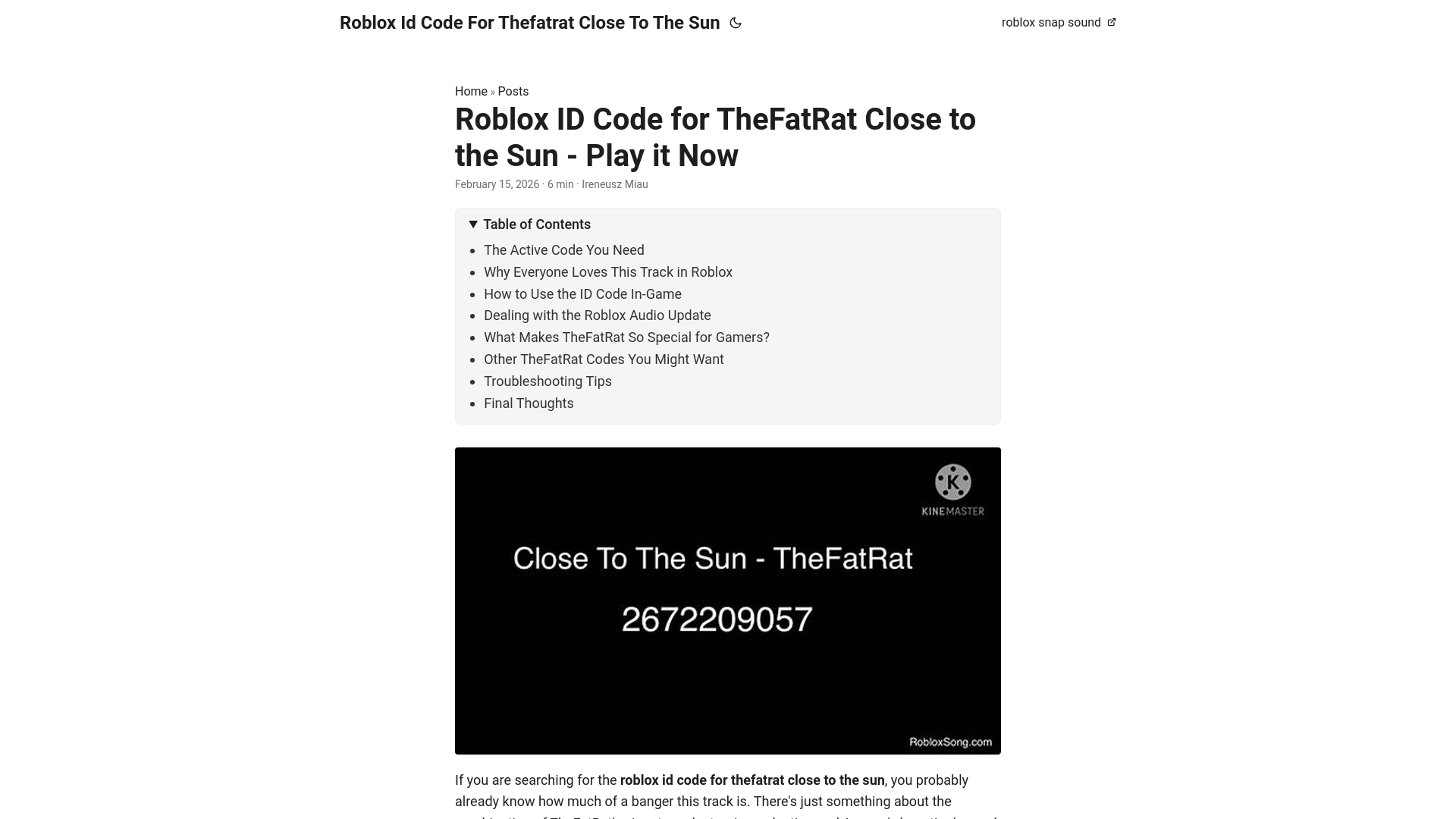 website screenshot of https://roblox-id-code-for-thefatrat-close-to-the-sun.pages.dev/