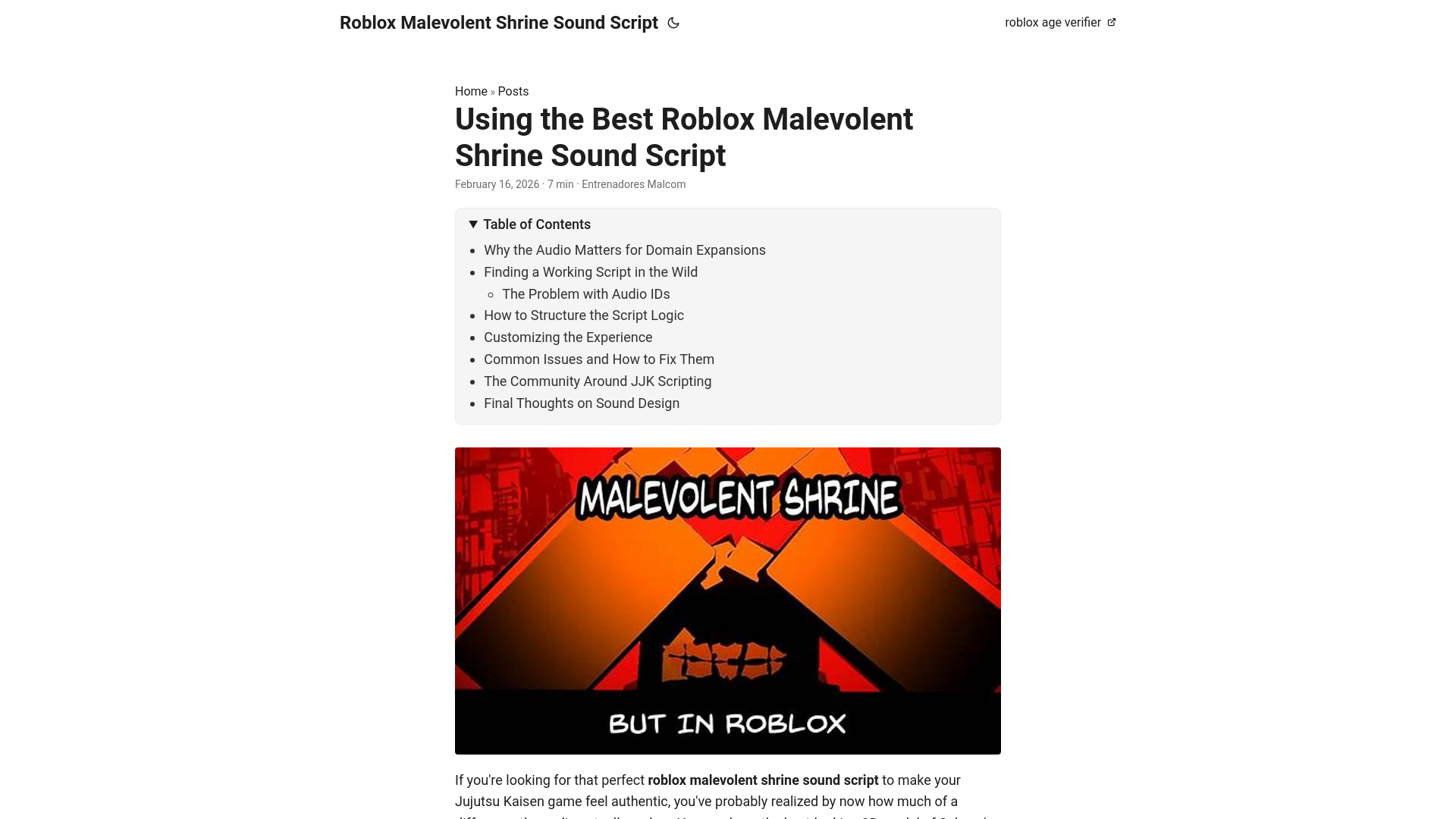 website screenshot of https://roblox-malevolent-shrine-sound-script.pages.dev/
