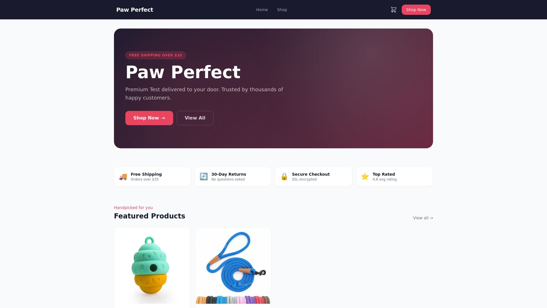 website screenshot of https://pawperfect.site
