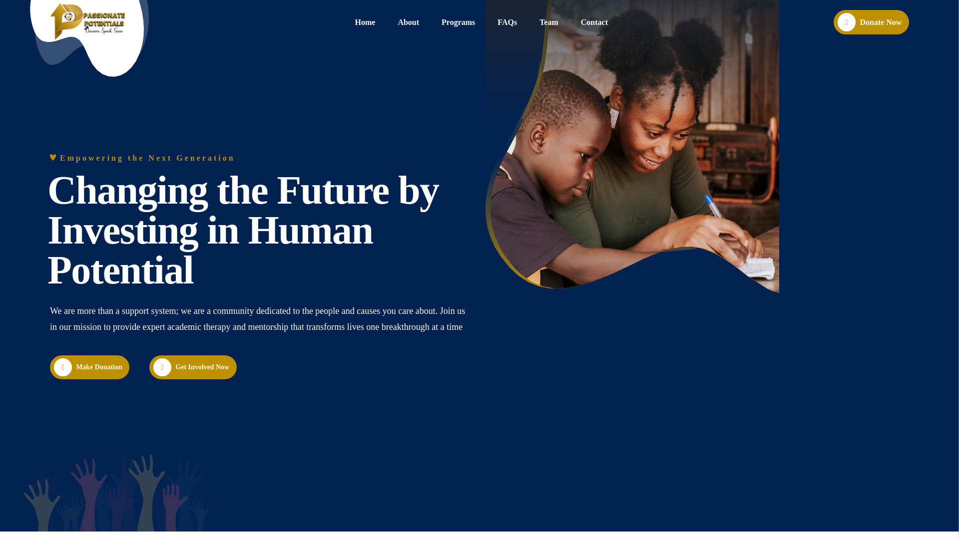 website screenshot of https://passionatepotentials.org