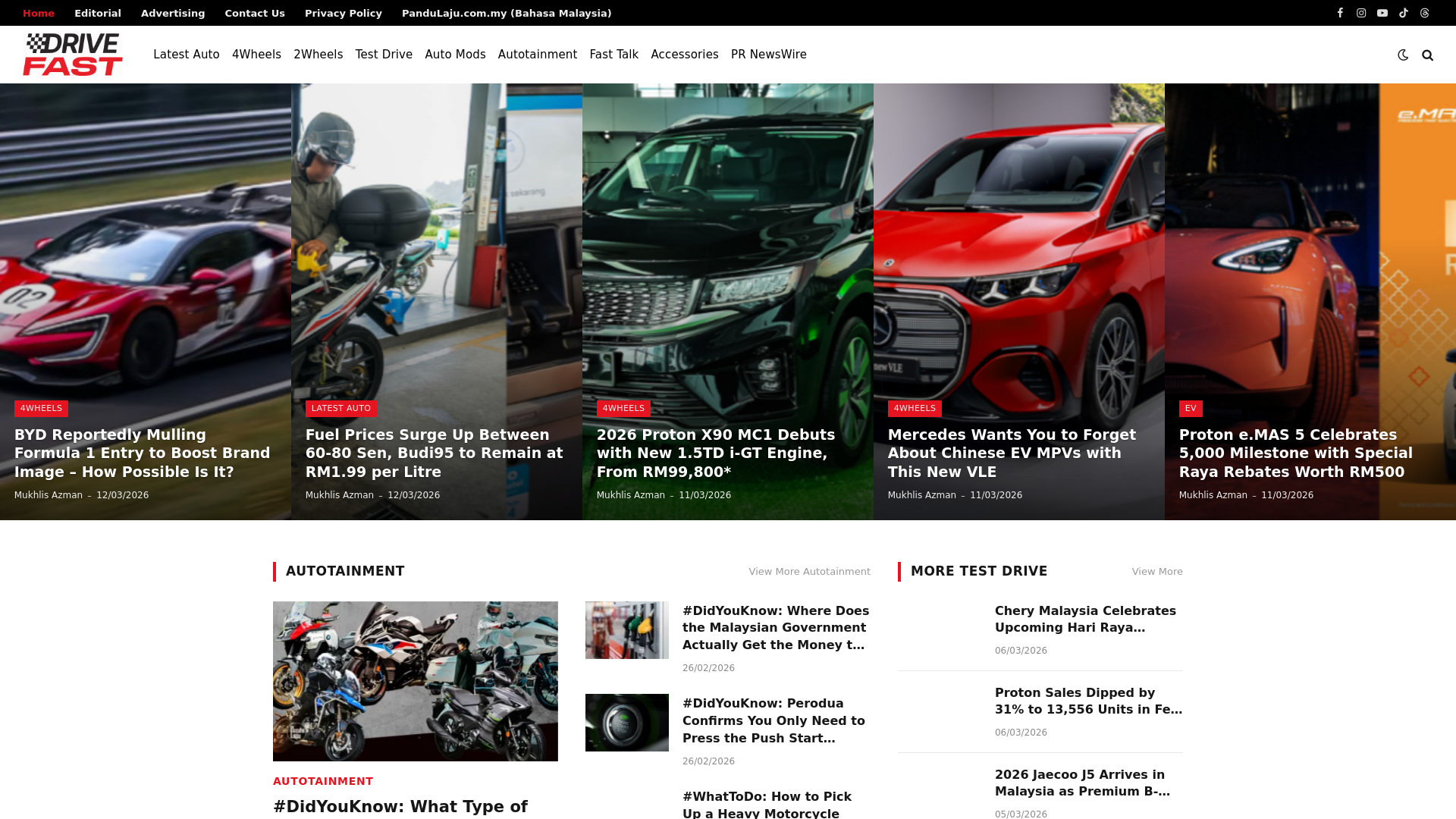 website screenshot of https://drivefast.com.my/