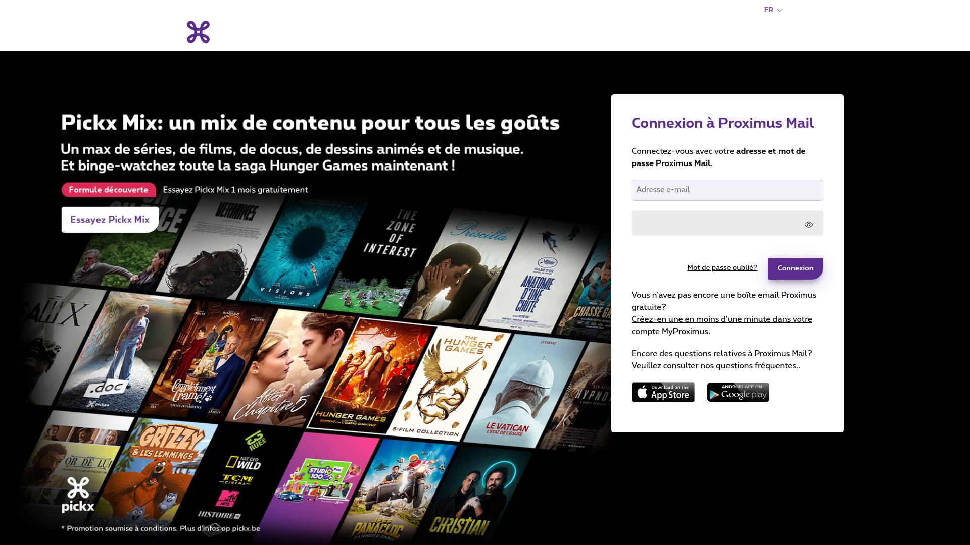 website screenshot of https://webmail-proximus.com