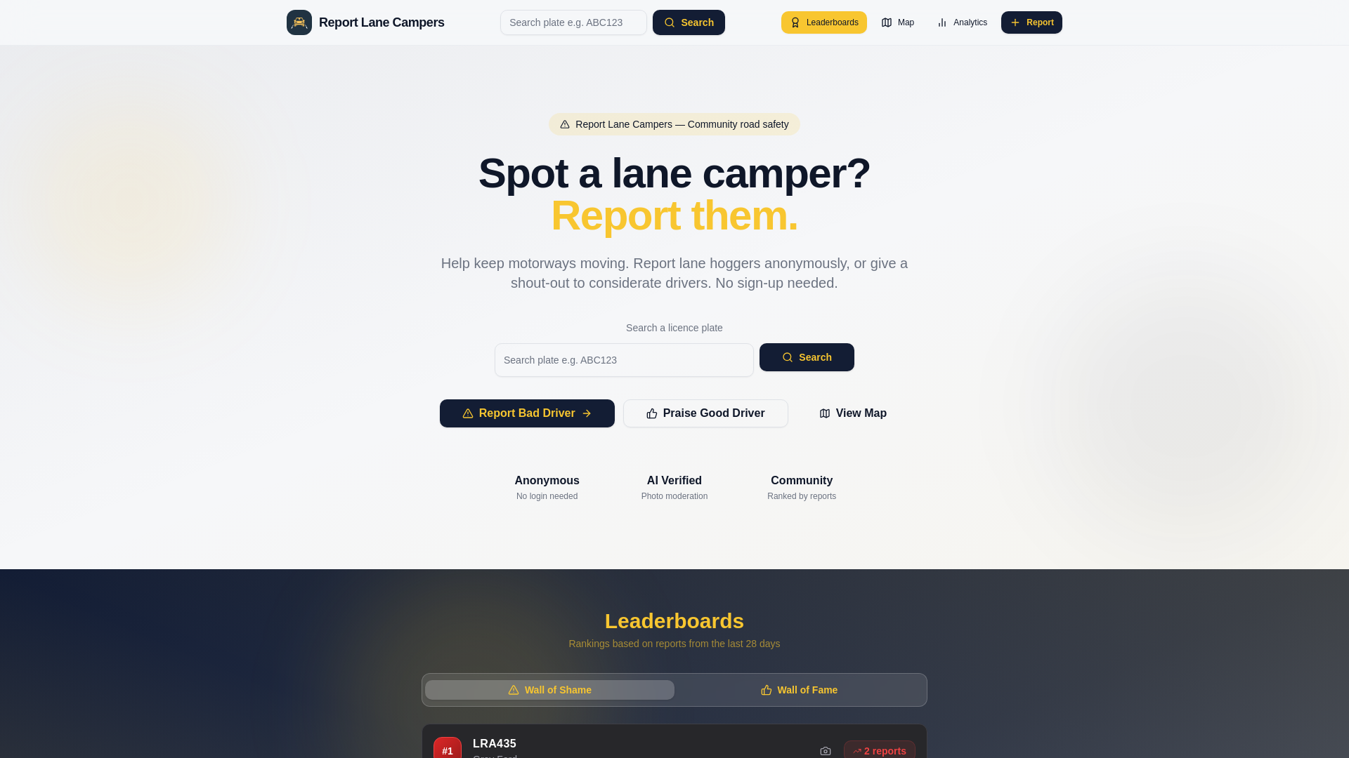website screenshot of https://reportlanecampers.co.nz/