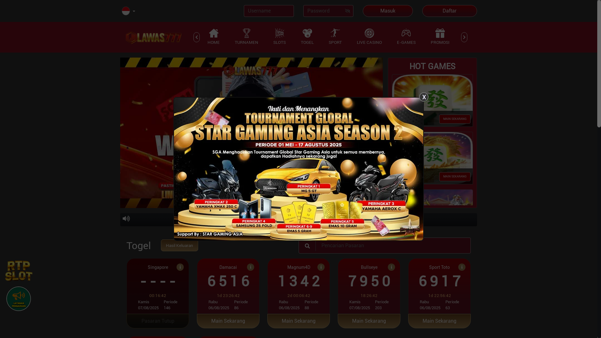 website screenshot of https://lawas777yu.info/