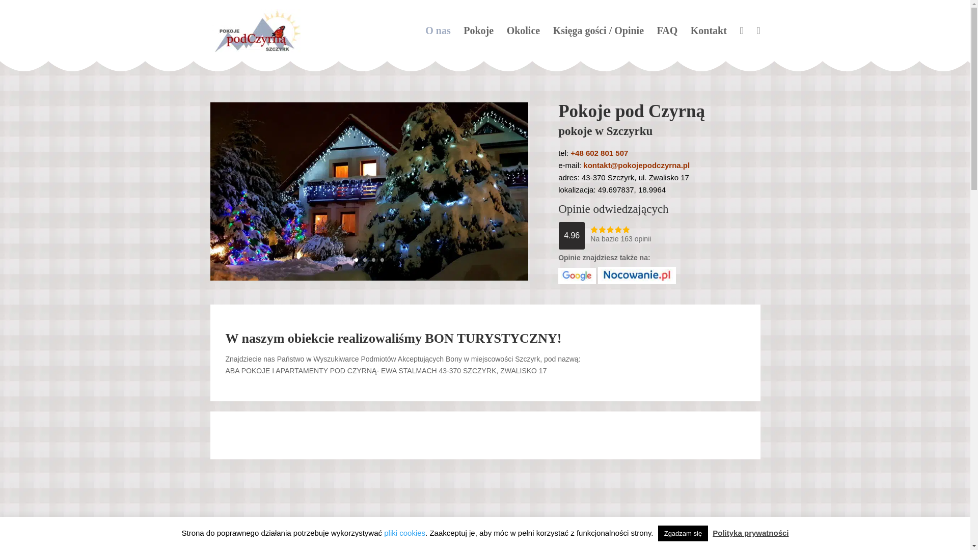 website screenshot of https://szczyrkpokoje.eu/