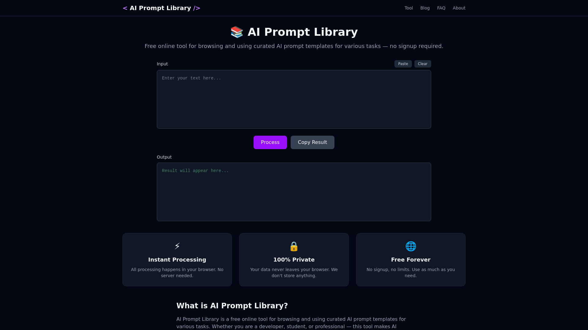 website screenshot of https://ai-prompt-library-6ml.pages.dev/
